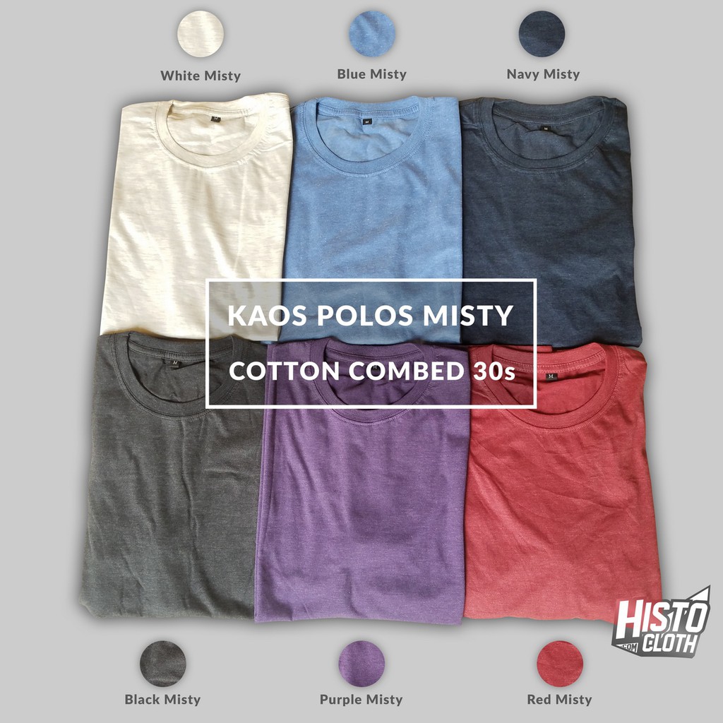  Baju  Kaos Polos  Premium Misty Warna Cotton  Combed  30s  