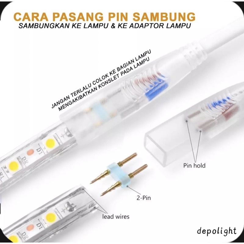 LAMPU LED STRIP SELANG 220V / PER METER SUPER LAMPU TERANG SMD 5050 MATA BESAR / LAMPU DEKORASI