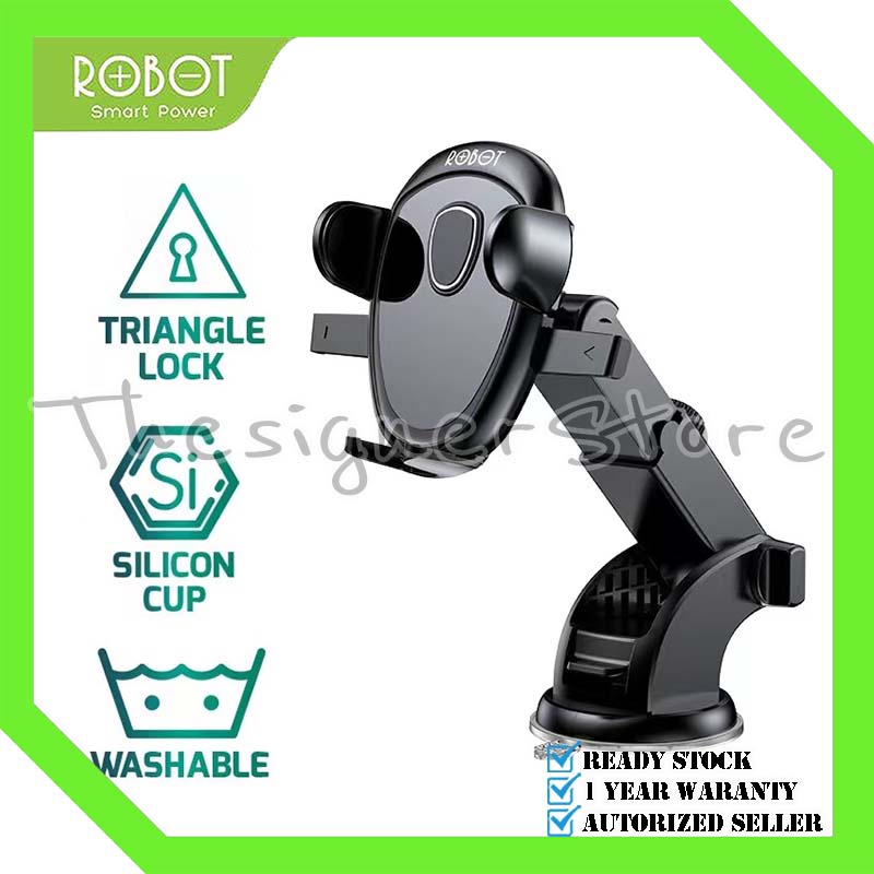 Robot Car Holder RT-CH11S Suction Cup &amp; Spring Lock Washable Original Garansi Resmi