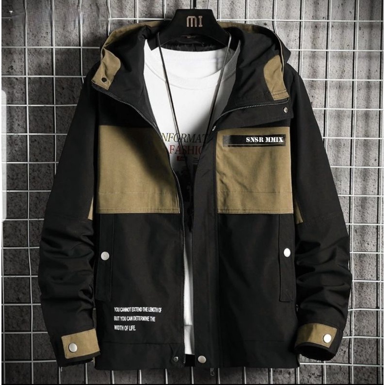 jaket taslan pria hoddie SNSR MMIX terbaru / jaket pria OUTDOOR JN taslan premium