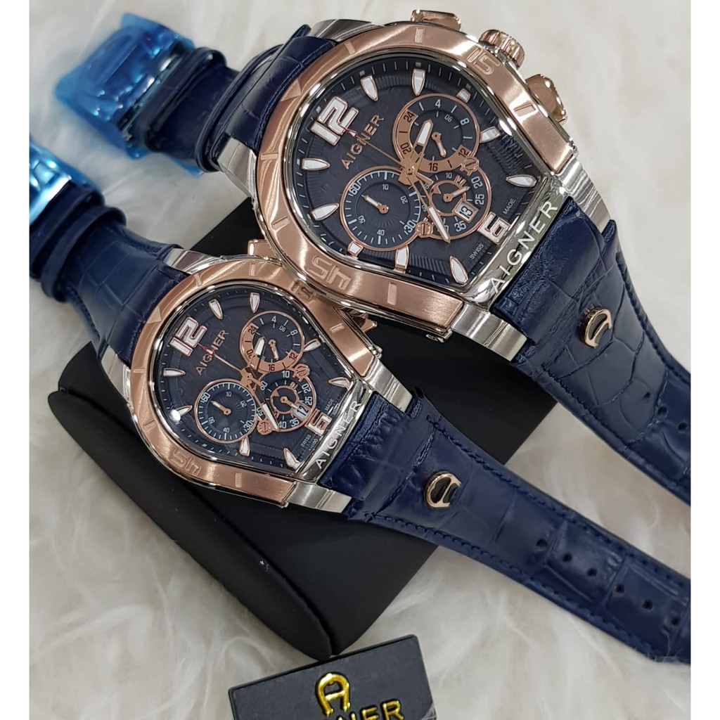 Jam Tangan Couple Pria/Wanita Aigner Palermo A58500 Super Chronograph Aktif