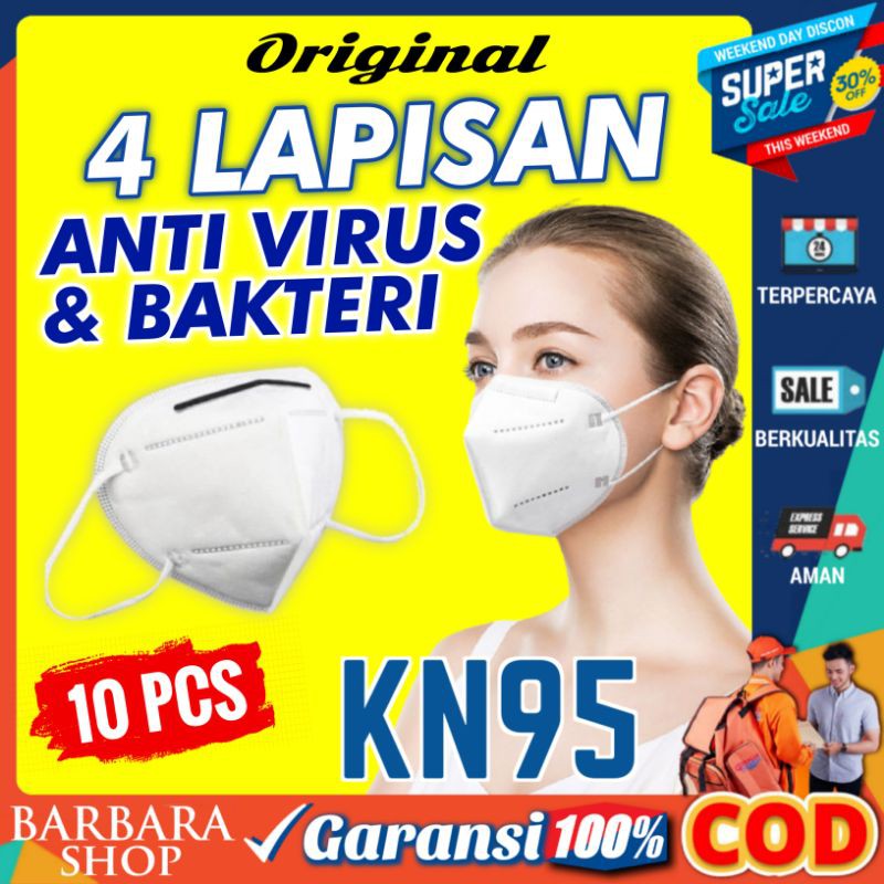 Masker KN95 4 ply 4ply 4 Lapis Masker Kesehatan isi 10 Pcs Earloop Non Medis filter 95% setara n95