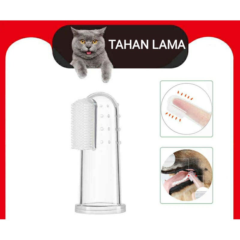 Sikat Gigi dan Lidah untuk Kucing Anjing Silikon / Pet Cat Dog Silicone Finger Toothbrush