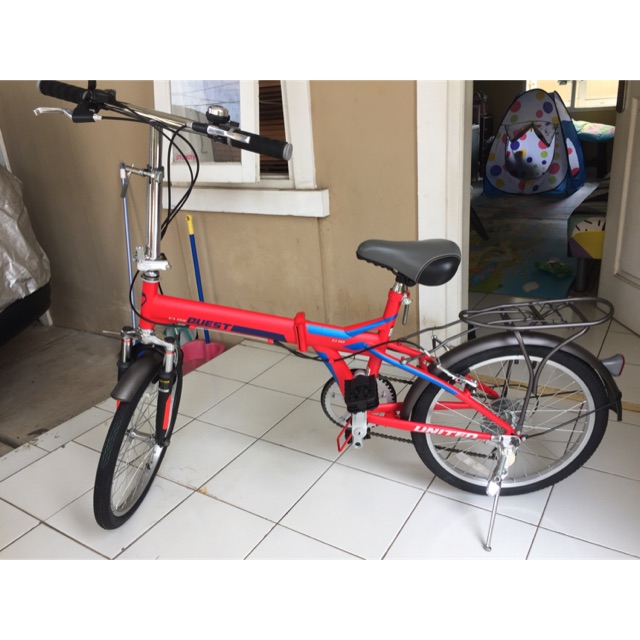 preloved Sepeda Lipat United Quest C1 02 Red Folding Bike 20 inch