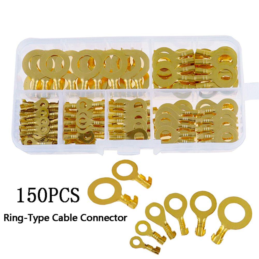 SUYO 150pcs /Box Terminal Penekan Dingin M3/M4/M5/M6/M8/M10 Spade Crimp Wiring Kit Lugs Melingkar