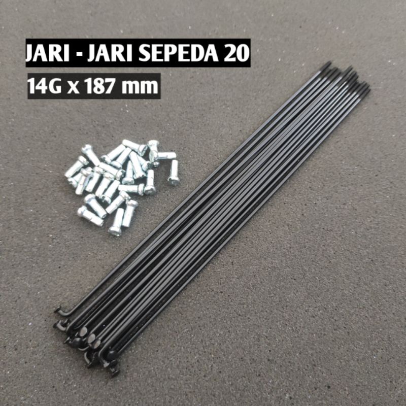 Jari Jari Sepeda 20 Inch Spoke Jarijari Ruji 14G x 187 mm Sepeda Lipat Minion BMX 20 Unicycle Hitam
