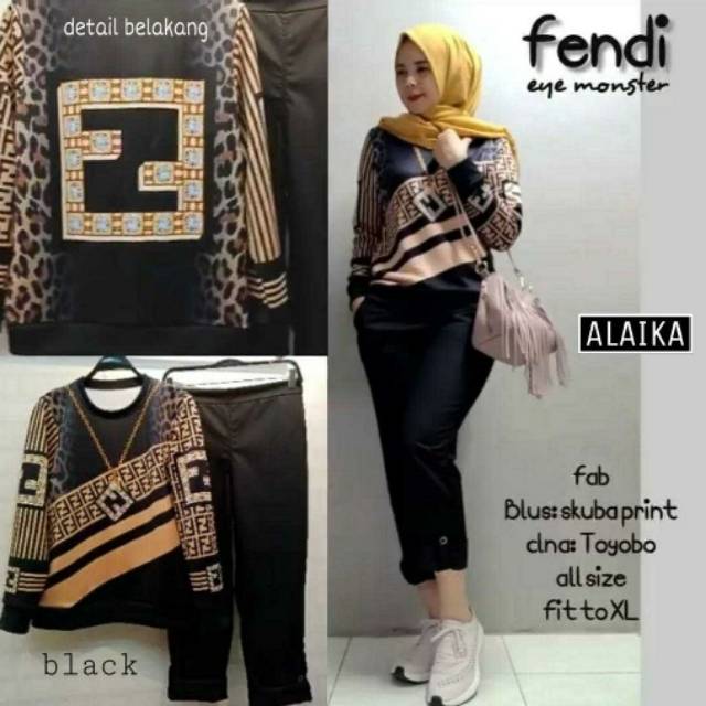 FENDI EYE MONSTER SET ATASAN +CELANA ORII BY ALAIKA