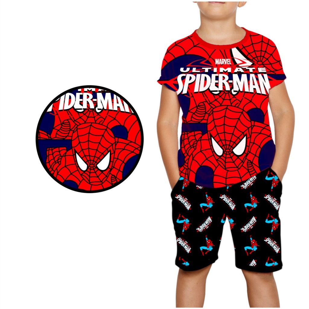 STELAN PENDEK SPIDERMEN BAJU ANAK-ANAK SPIDER