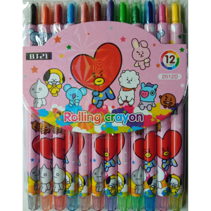 krayon Putar 12Warna Anak,Pensil 12Warna Crayon Putar Panjang-BT 21