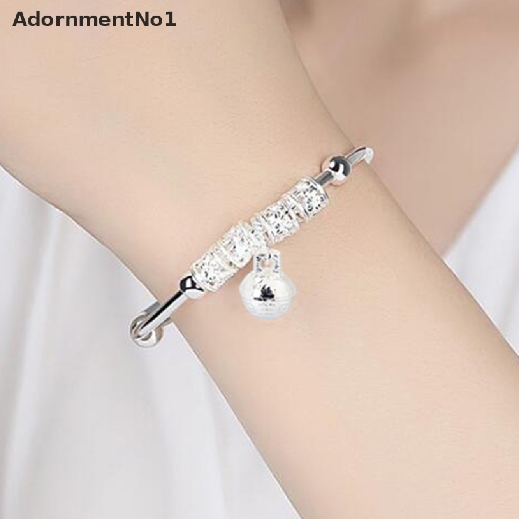 (AdornmentNo1) Gelang Tangan Lapis Silver Aksen Lonceng Gaya Vintage Untuk Wanita