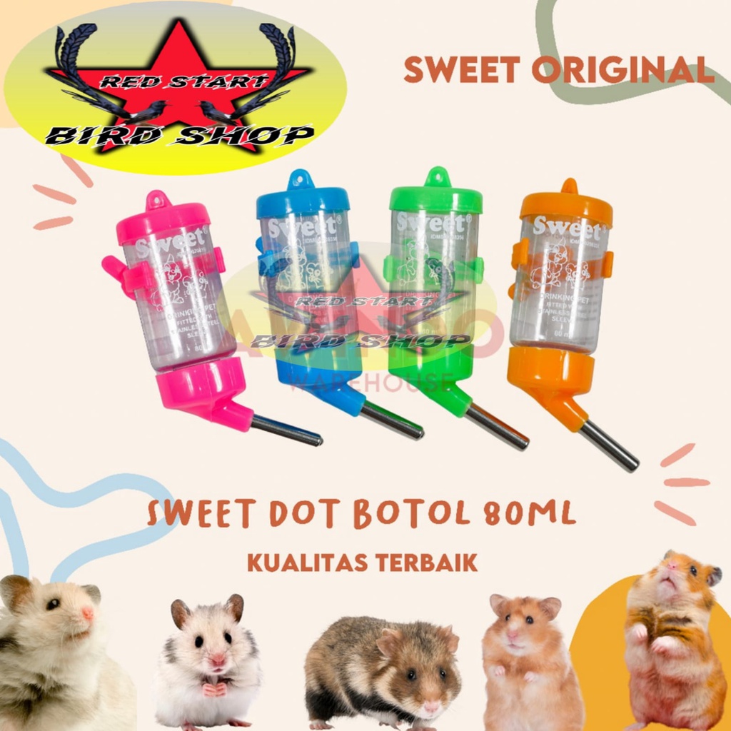 BOTOL SWEET 60ML - Tempat Botol Minum Dot Hewan Hamster Kelinci Landak Mini Sugar Glider