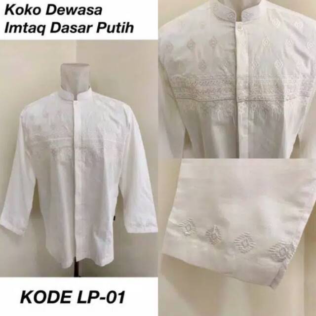 Koko Dewasa Imtaq Dasar Putih Lengan Panjang
