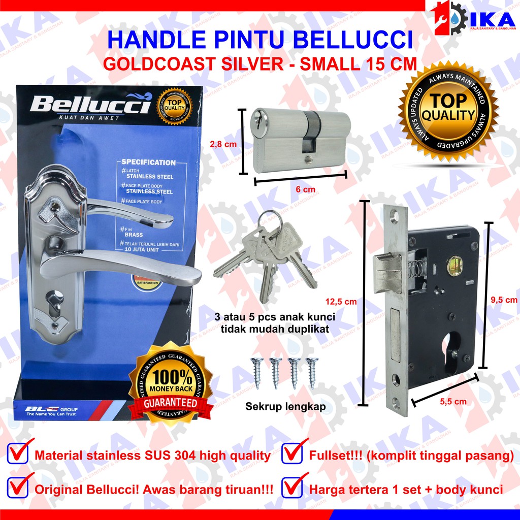 Kunci Pintu Bellucci Kecil 15cm | 1 Set Handle Pintu Bellucci Darwin | Taskenred | Goldcoast | Murah