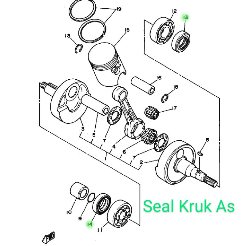 SEAL SET KRUK AS KIRI KANAN RX KING ORI YGP RXKING RX-KING SIL KOPLING MAGNET KRUKAS KREKAS KREK BANDUL BANDULAN CRANKSHAFT