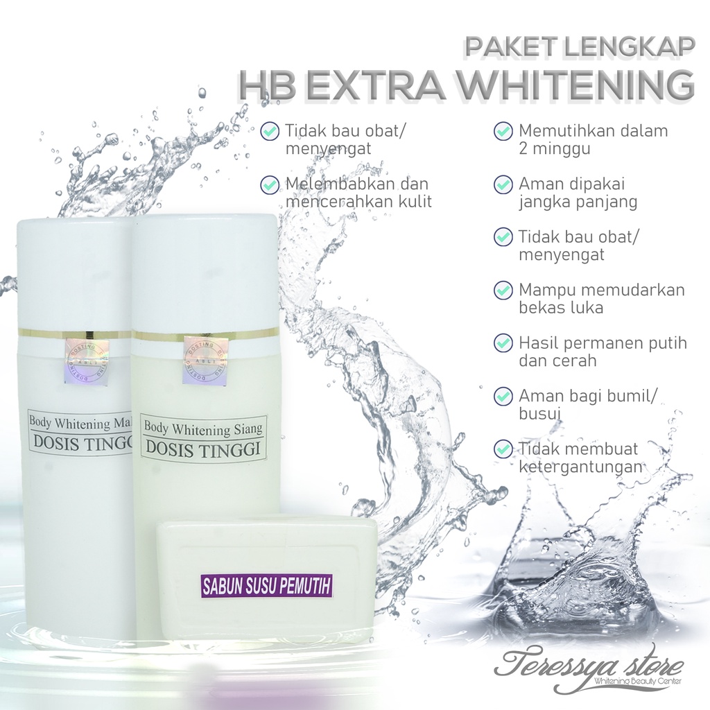 HANDBODY LOTION HB EXTRA WHITENING DOSIS TINGGI LOTION PEMUTIH ORIGINAL SIANG MALAM + SABUN SUSU