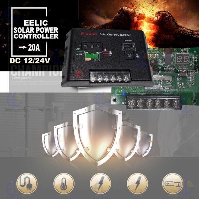 EELIC SCC-2430 -20A Solar Charge Controller Panel Battery Regulator