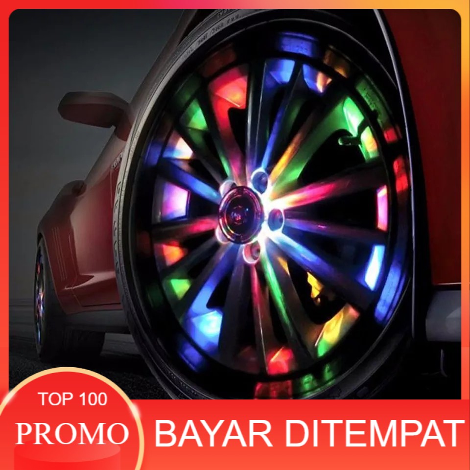 Lampu Dekorasi LED RGB Mobil Cover Dop Velg Solar Panel - 12 LED