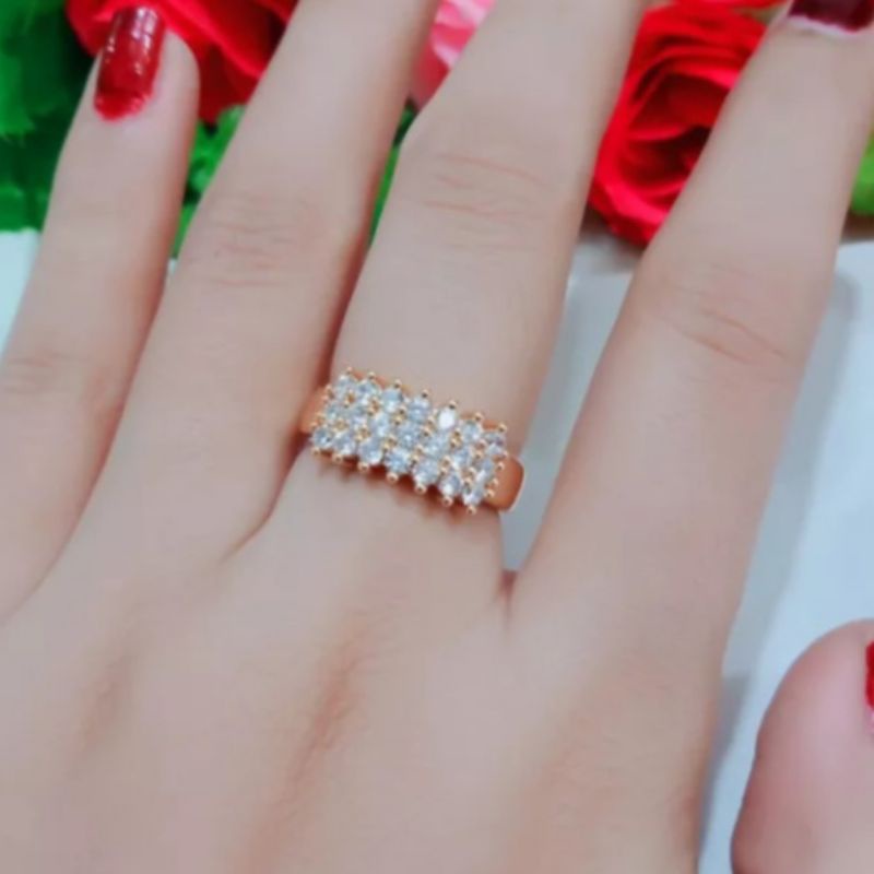 Cincin Dewasa Titanium Permata Eleghan Asli Tidak Luntur Dan Karat