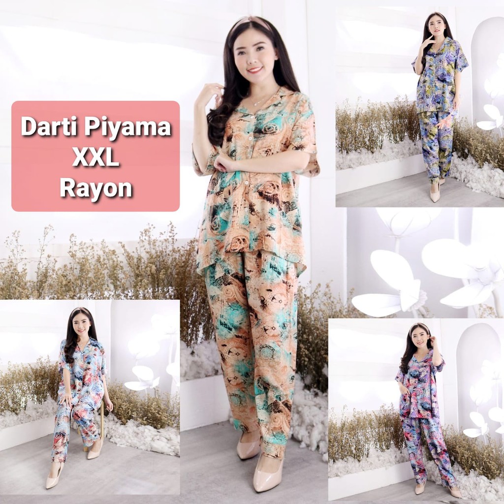 JOSJOLI_STORE/Piyama CP HP Darti Tie Dye/Piyama Rayon XXL/Pakaian Tidur Wanita Dewasa