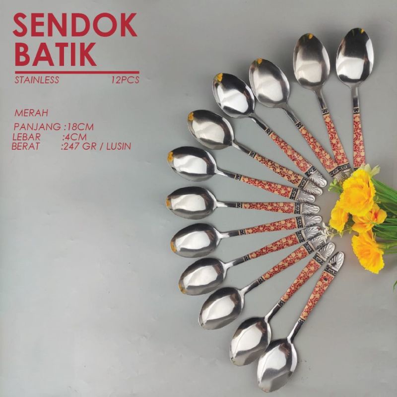 (1 LUSIN) Sendok Makan Motif Batik Alat Makan Stainless Steel