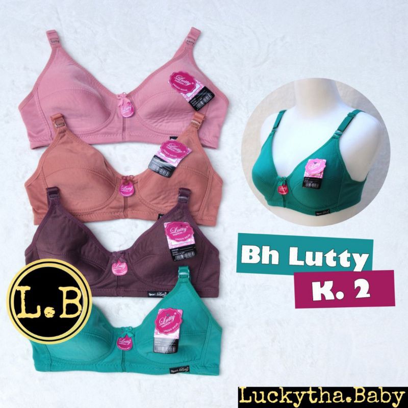 bh lutty sport bra kancing 2 tanpa busa tanpa kawat / bh sport lutty kait 2