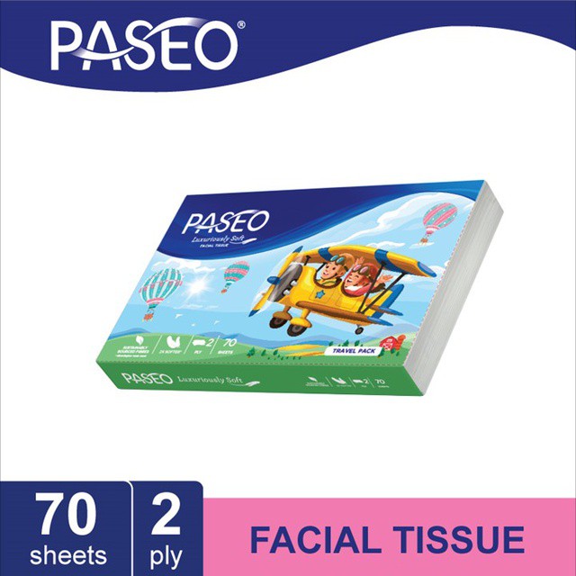 Paseo Character Tissue Wajah Travel Pack 70 Sheets