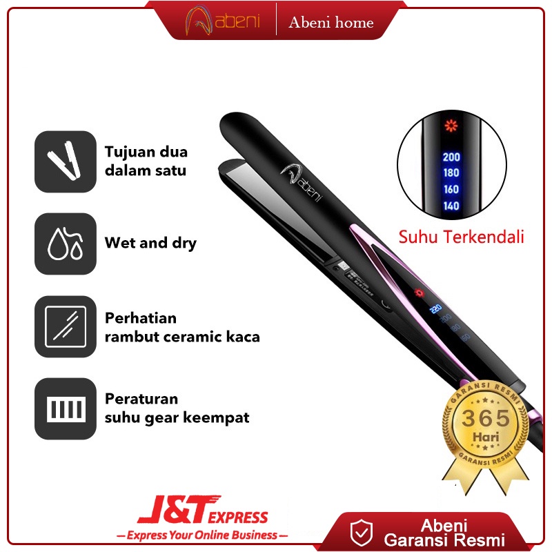 Abeni Catokan Rambut Hair Straightener Mengeriting Meluruskan 10 Detik Cepat Panas Tampilan LED Kontrol Suhu Cerdas 30W