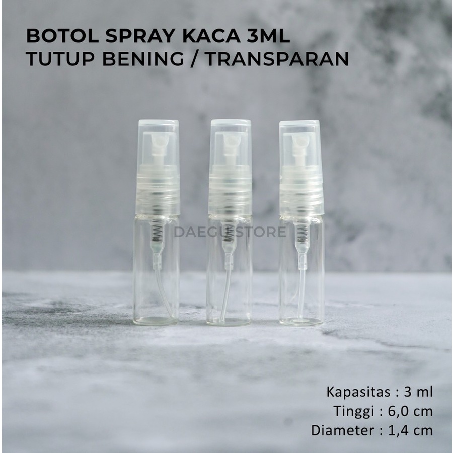 Botol Spray Kaca Bening 3ml Parfum Refill Vial Travel Size Transparant