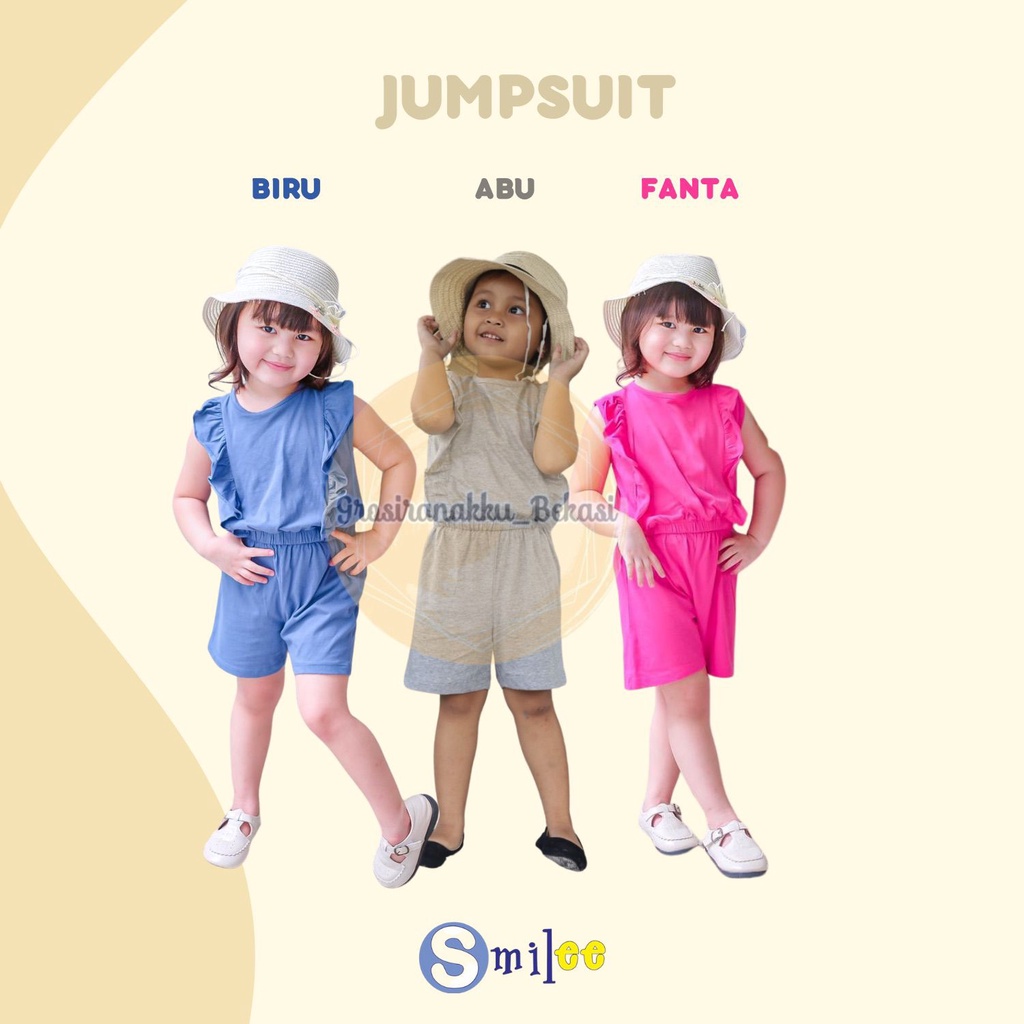 Jumpsuit Anak Smilee Nada Polos Mixx Warna Size 1-5T