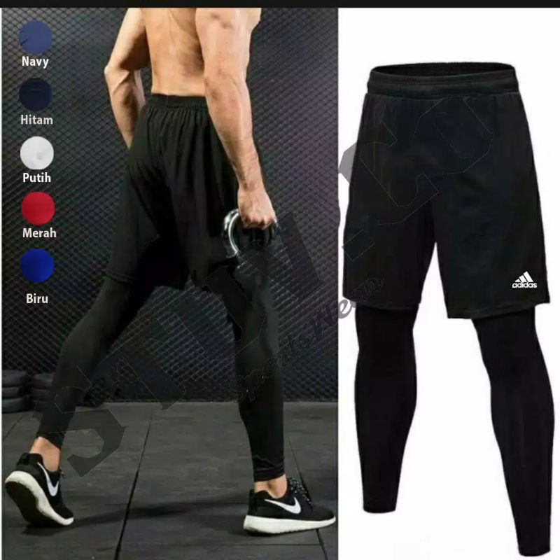 Paket Hemat Set Celana Baselayer Legging Kolor Semua Olahraga Aneka Logo Celana Pendek Pria Wanita D