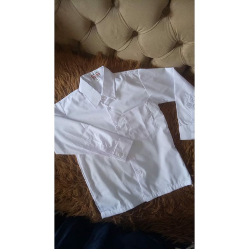BAJU ANAK SEKOLAH | KEMEJA PUTIH POLOS TANGAN PANJANG