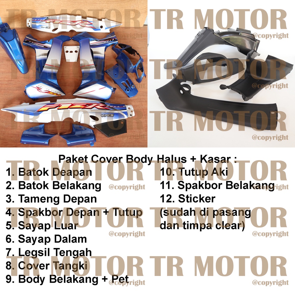 Cover Body Fizr F1zr Full Clutch Biru Putih  Full Set Halus Cover Bodi Yamaha Fiz r