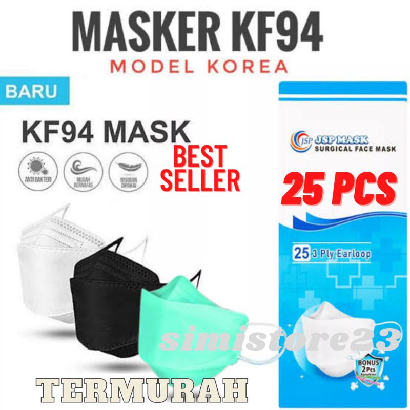 Masker Murah JSP Mask KF94 Free Konektor / Masker Medis JSP 1box 25 pcs