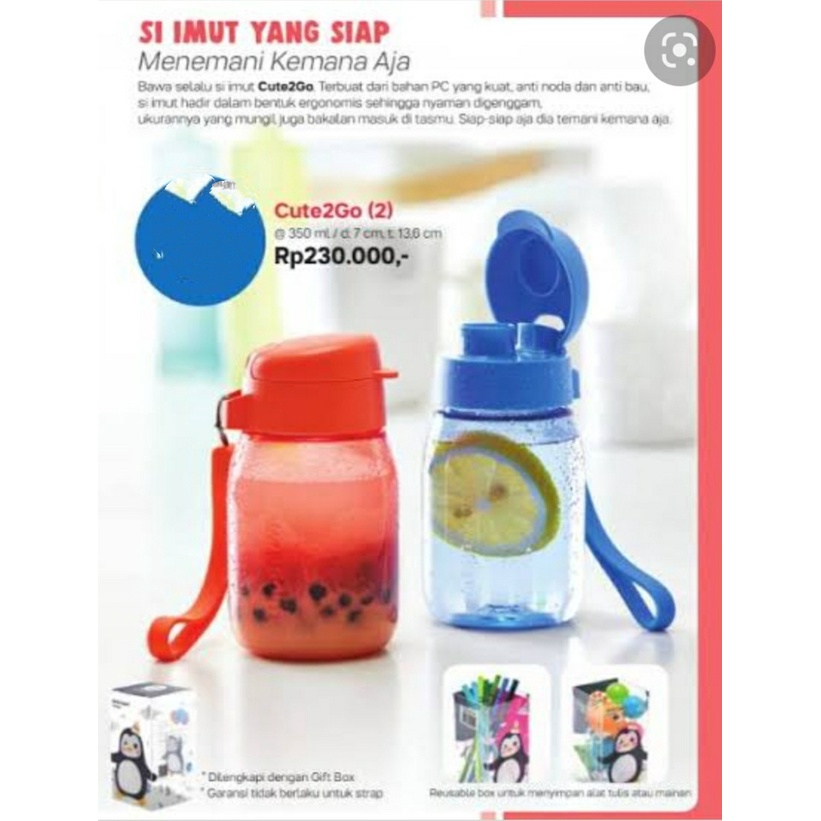 FREE GIFT BOX Tupperware Cute2go Cute to go (tumbler / tumblr / drinking bottle botol air minum anak