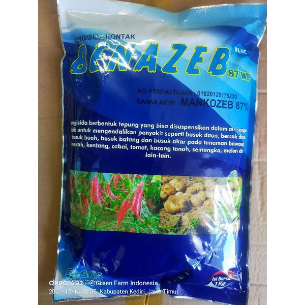 Fungisida Benazeb Blue 87wp Mancozeb Biru Kemasan 1kg Ampuh Atasi Bercak Jamur Patek Antraknosa Cacar