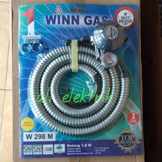 Regulator winn gas body besar selang metal 1.8m w 298m sni