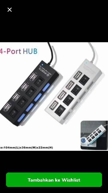 (COD) USB HUB SAKLAR 4 PORT ON / OFF HIGH SPEED SAKELAR HITAM