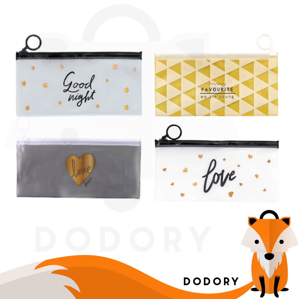 DODORY HL0074 Tempat Pensil Transparan Pouch Motif Serbaguna