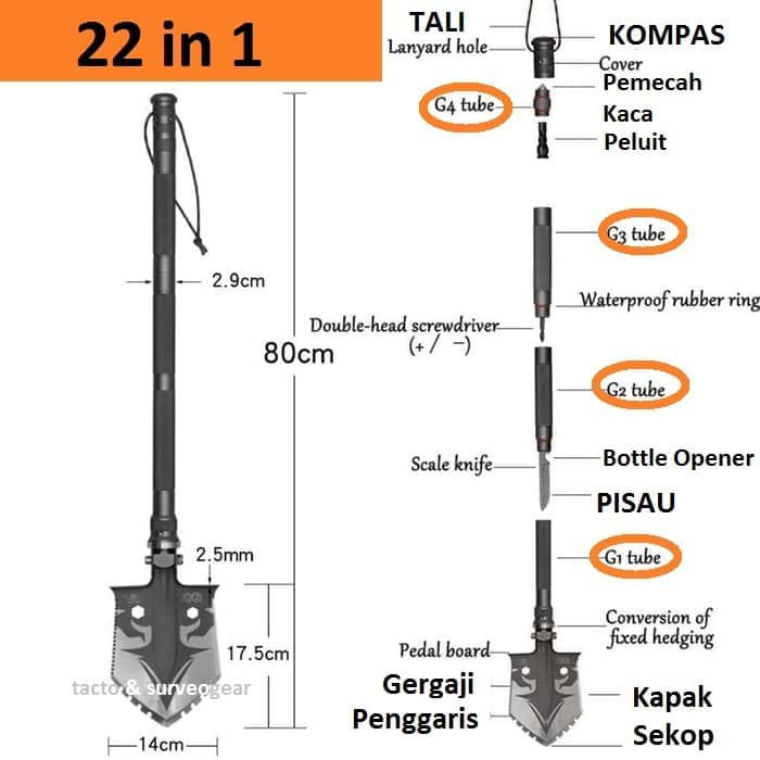 promo Sekop Lipat Kapak Pisau Camping 21in1 Multitool Tactical Survival