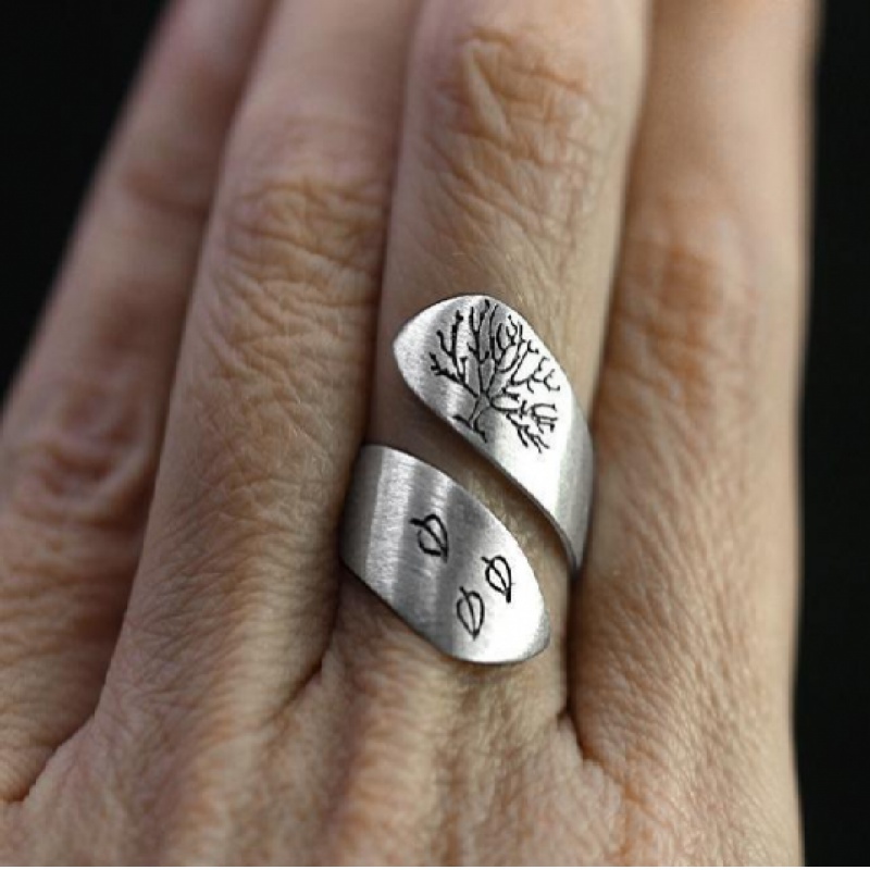 Cincin Desain Pohon Kehidupan Gaya Vintage Untuk Pria Dan Wanita