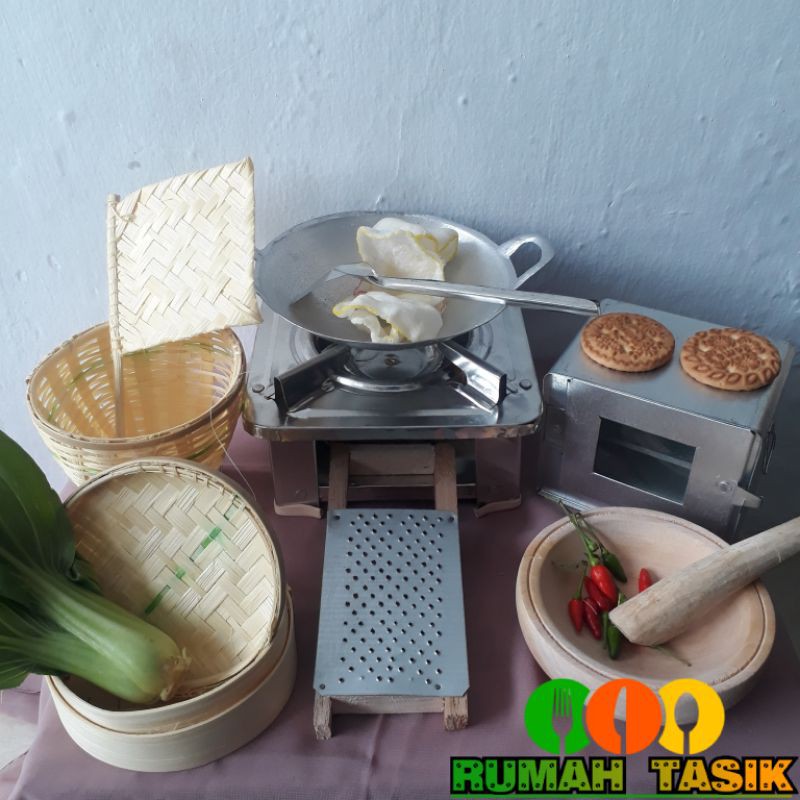 [Promo] Set Mainan Masak Masakan Anak Tradisional Paket Kompor Spertus Ulekan Dan Parut