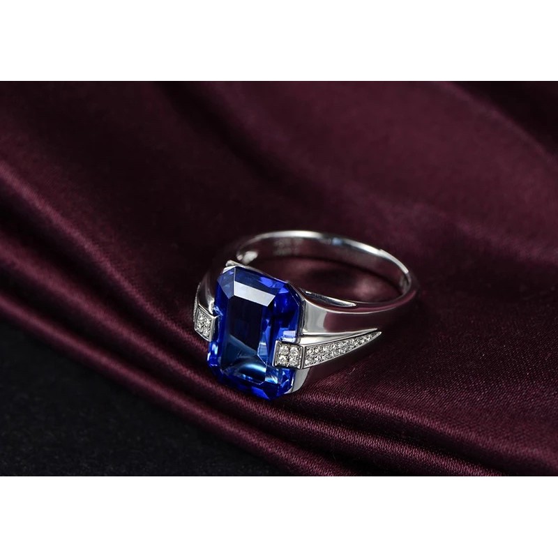 Cincin Pria Perak Batu King Safir Elegan Minimalis High Quality