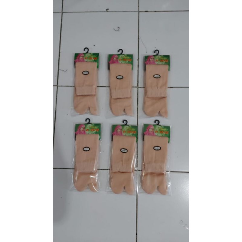 Kaos Kaki Jempol BAHAN NYLON / Kaos Kaki Muslimah / Kaos Kaki Wanita / Crem Polos /Tapak Hitam-6