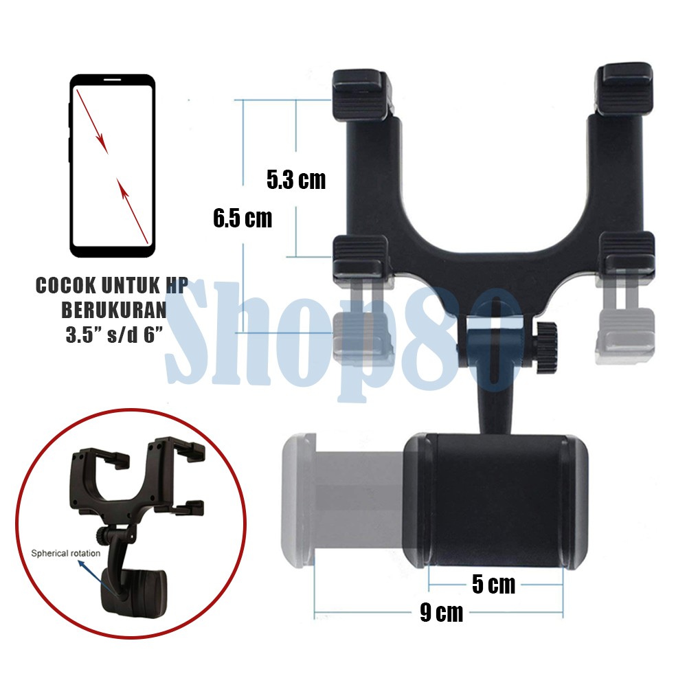 Phone Holder Kaca Spion Mobil Gantung Universal Car Mirror Tengah HP Camera Dashcam GPS