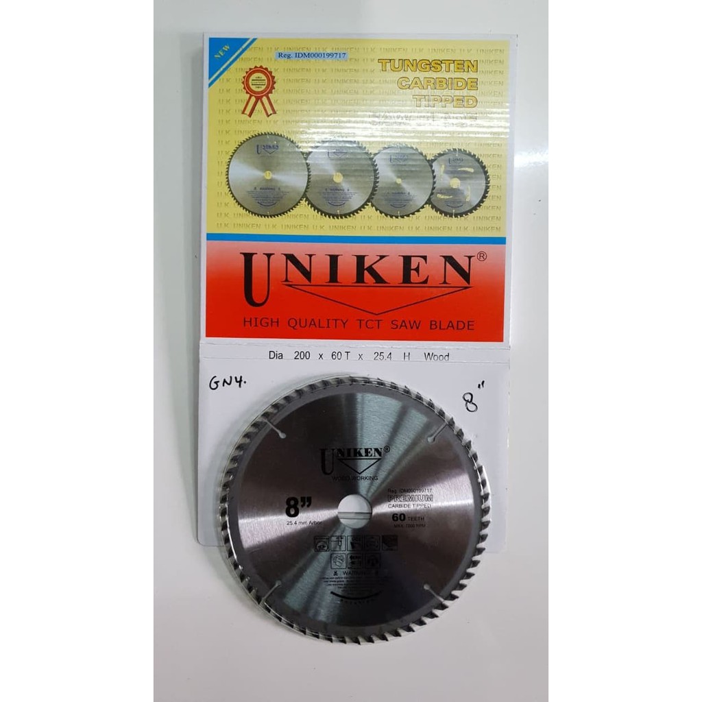 UNIKEN Mata gergaji kayu circular saw 8 inch x 60T x 25 mm bosch