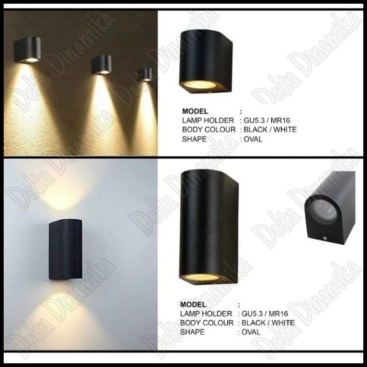 Lampu Dinding Minimalis Outdoor Fitting Mr16 Wall Light Oval Satu Arah