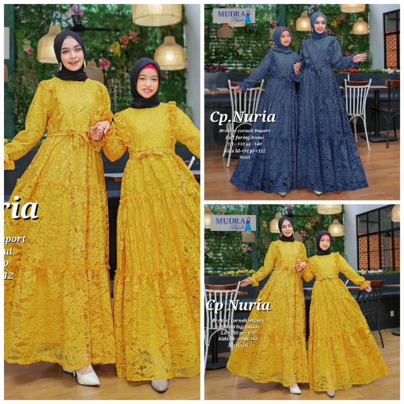 COUPLE NURIA BY MUDRA HIJAB - COUPLE SET IBU DAN ANAK - GAMIS BROKLAT SET IBU DAN ANAK