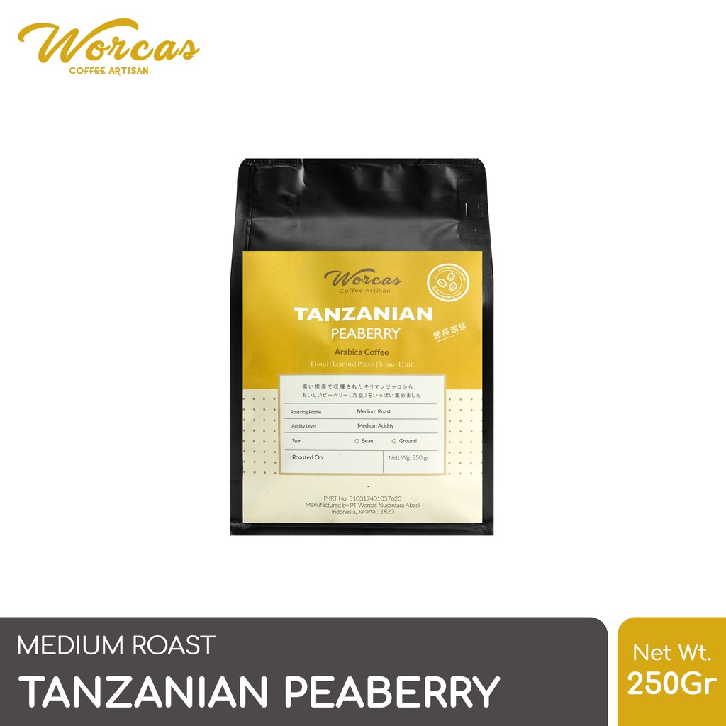 

WORCAS Kopi Arabika Tanzanian Peaberry 250 Gram - Medium Roast