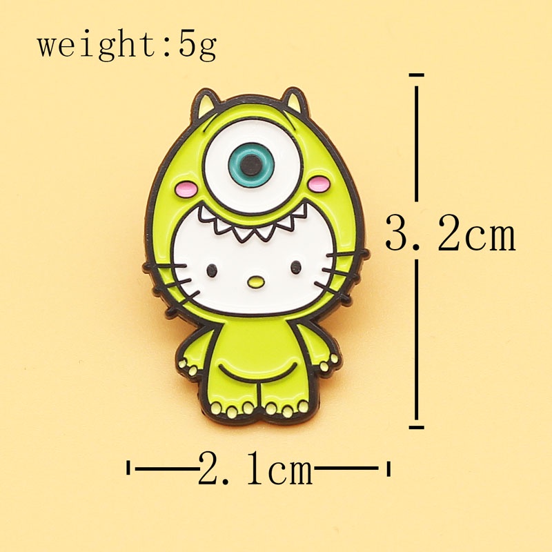 Bros Pin Enamel Desain Kartun Monster Mike Cat Bahan Alloy Metal