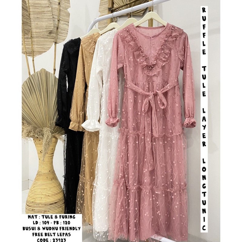 Dress Tule Tutu Tile / Long Tunic Maxi tule tile brokat